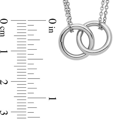 Interlocking Circles Double Chain Necklace in Platinum