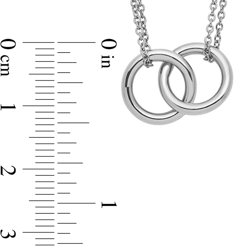 Interlocking Circles Double Chain Necklace in Platinum