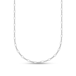 2.4mm Alternating Oval Link Chain Necklace in Solid Platinum - 16"