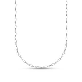 2.4mm Alternating Oval Link Chain Necklace in Solid Platinum - 16"