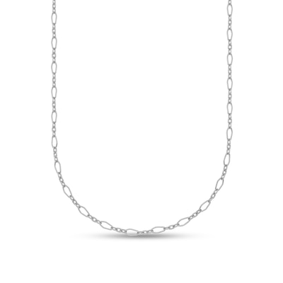 2.4mm Alternating Oval Link Chain Necklace in Solid Platinum - 16"