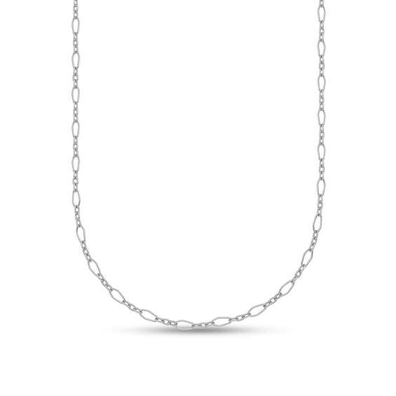 2.4mm Alternating Oval Link Chain Necklace in Solid Platinum - 16"