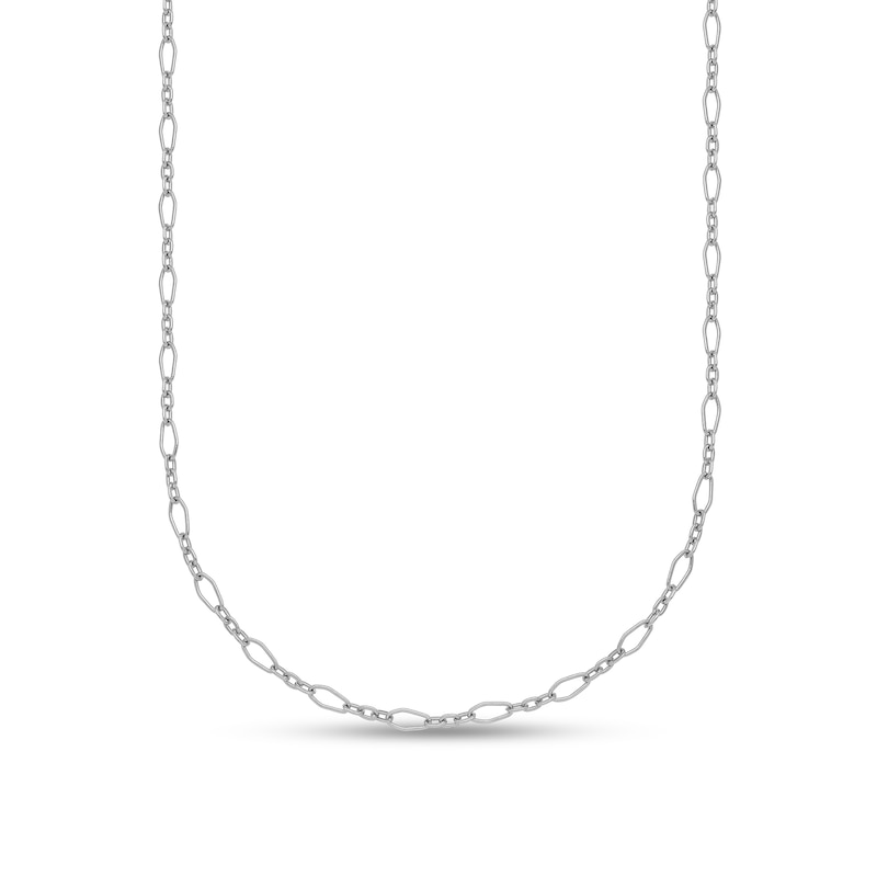 2.4mm Alternating Oval Link Chain Necklace in Solid Platinum - 16"