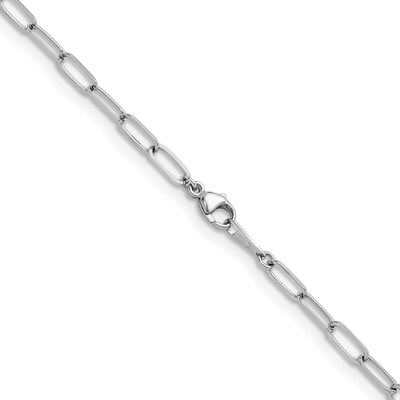 3.4mm Paper Clip Chain Necklace in Solid Platinum - 18"