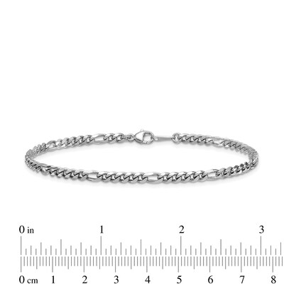 3.2mm Figaro Chain Bracelet in Solid Platinum - 8"
