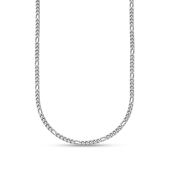 2.5mm Figaro Chain Necklace in Solid Platinum