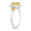 Thumbnail Image 2 of Enchanted Disney Belle Lemon Quartz and 0.18 CT. T.W. Diamond Frame Rose-Sides Ring in Sterling Silver and 10K Gold