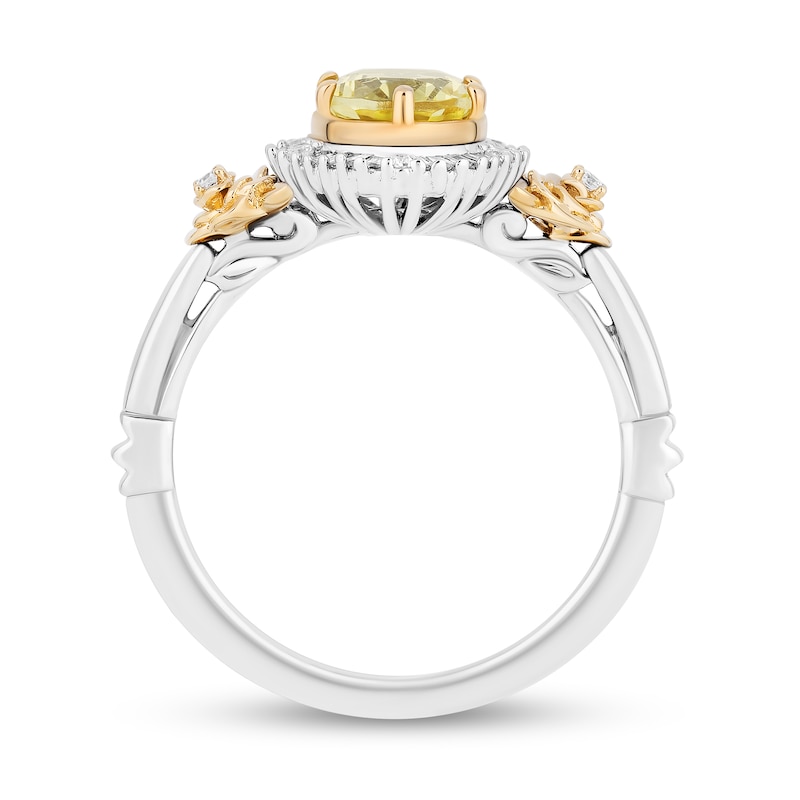 Main Image 3 of Enchanted Disney Belle Lemon Quartz and 0.18 CT. T.W. Diamond Frame Rose-Sides Ring in Sterling Silver and 10K Gold
