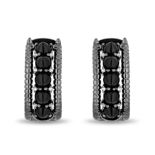 Enchanted Disney Villains Maleficent Onyx and 0.04 CT. T.W. Diamond Claw Hoop Earrings in Sterling Silver