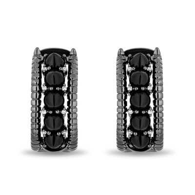Enchanted Disney Villains Maleficent Onyx and 0.04 CT. T.W. Diamond Claw Hoop Earrings in Sterling Silver