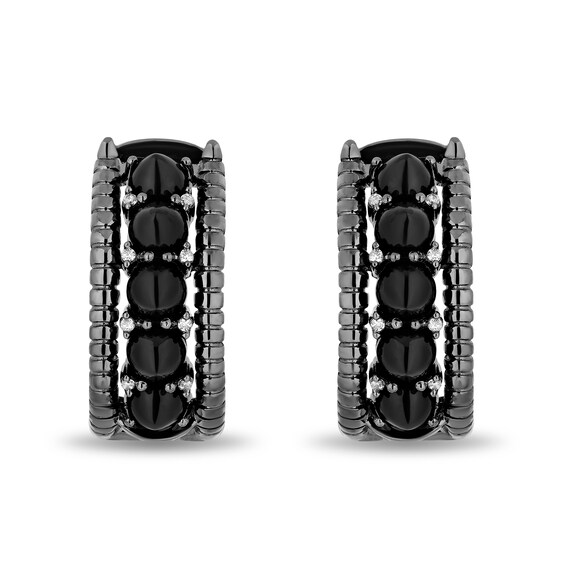 Enchanted Disney Villains Maleficent Onyx and 0.04 CT. T.W. Diamond Claw Hoop Earrings in Sterling Silver