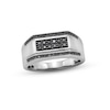Thumbnail Image 1 of Vera Wang Men 0.37 CT. T.W. Black Diamond Multi-Row Ring in Sterling Silver