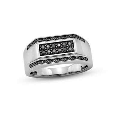 Vera Wang Men 0.37 CT. T.W. Black Diamond Multi-Row Ring in Sterling Silver