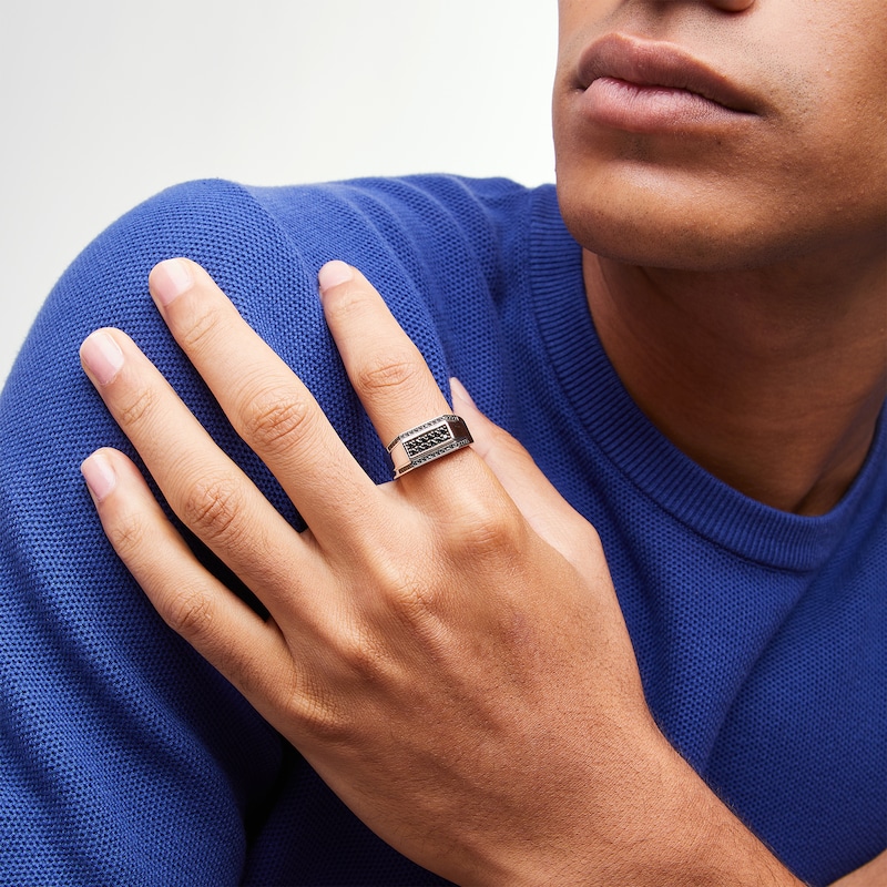Main Image 2 of Vera Wang Men 0.37 CT. T.W. Black Diamond Multi-Row Ring in Sterling Silver