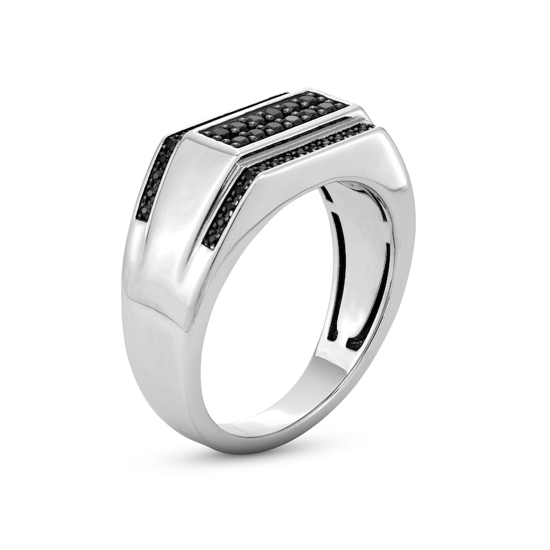 Main Image 3 of Vera Wang Men 0.37 CT. T.W. Black Diamond Multi-Row Ring in Sterling Silver