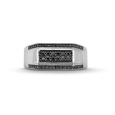 Vera Wang Men 0.37 CT. T.W. Black Diamond Multi-Row Ring in Sterling Silver