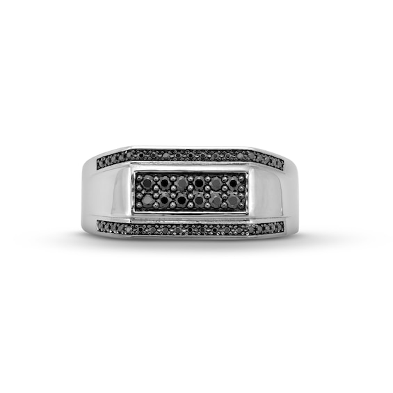Vera Wang Men 0.37 CT. T.W. Black Diamond Multi-Row Ring in Sterling Silver