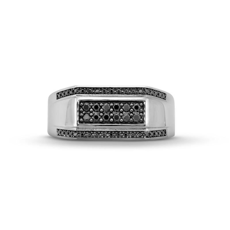 Main Image 4 of Vera Wang Men 0.37 CT. T.W. Black Diamond Multi-Row Ring in Sterling Silver