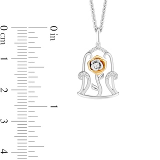 Enchanted Disney Belle 0.115 CT. T.W. Diamond Rose Dome Pendant and Stud Earrings Set in Sterling Silver and 10K Gold