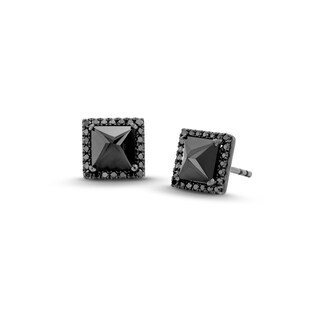 Vera Wang Men Black Spinel and 0.22 CT. T.W. Black Diamond Stud Earrings in Sterling Silver with Black Rhodium