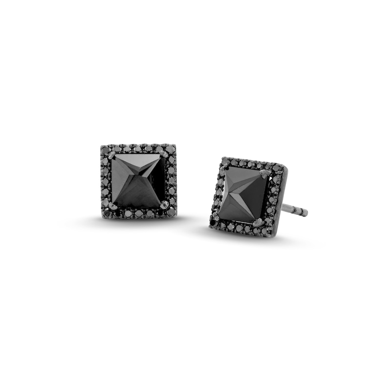 Vera Wang Men Black Spinel and 0.22 CT. T.W. Black Diamond Stud Earrings in Sterling Silver with Black Rhodium|Peoples Jewellers