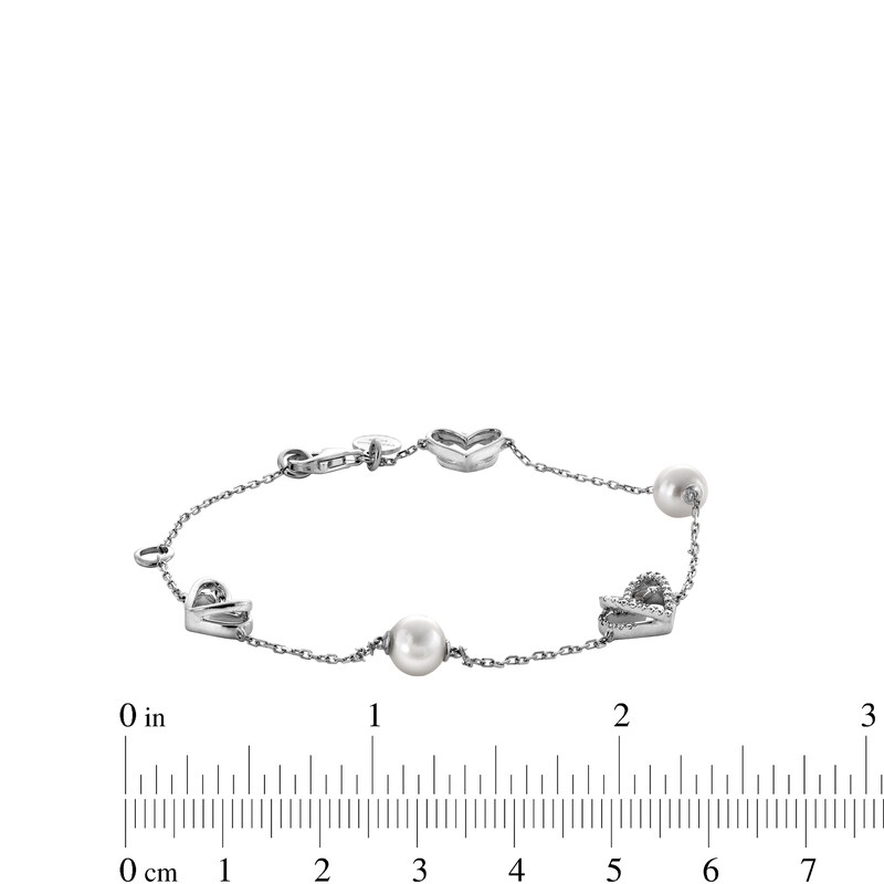 Main Image 3 of The Kindred Heart from Vera Wang Love Collection Freshwater Cultured Pearl and Diamond Bracelet in Sterling Silver