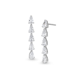 1.50 CT. T.W. Pear-Shaped Certified Lab-Grown Diamond Linear Drop Earrings in 14K White Gold (F/SI2)