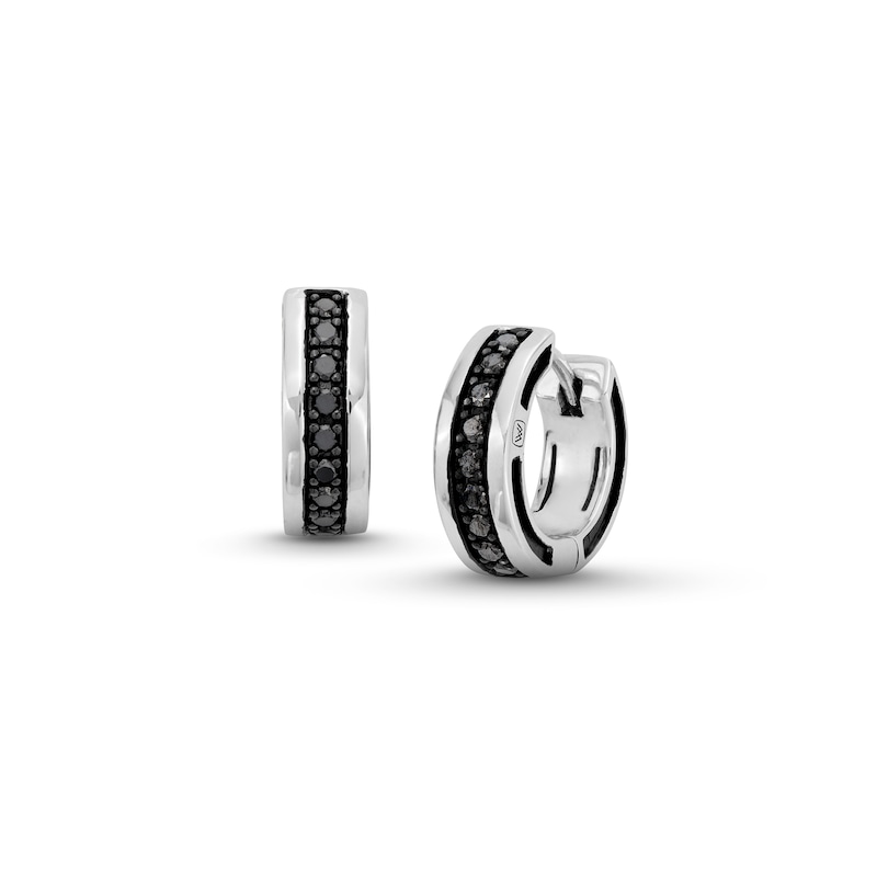 Vera Wang Men 0.29 CT. T.W. Black Diamond Huggie Hoop Earrings in Sterling Silver|Peoples Jewellers