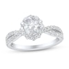 Thumbnail Image 1 of 1.29 CT. T.W. Oval Diamond Flower Frame Twist Shank Engagement Ring in 14K White Gold