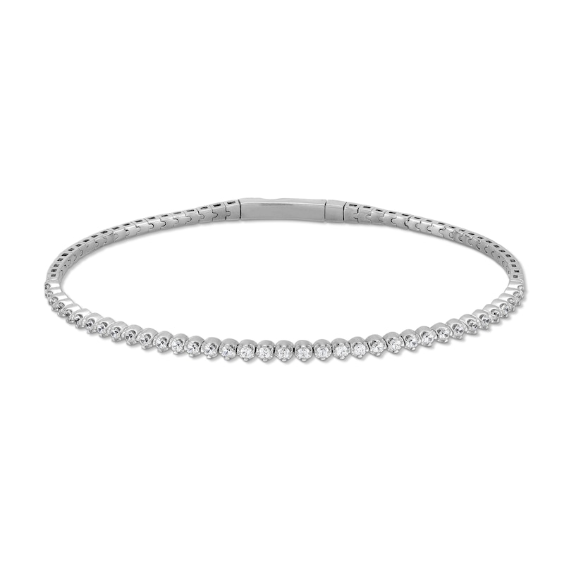 Main Image 1 of 0.50 CT. T.W. Diamond Flexible Bangle in 10K White Gold - 6.75”