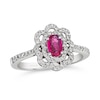 Thumbnail Image 1 of Le Vian® Couture® Oval Passion Ruby™ and 0.30 CT. T.W. Vanilla Diamond® Double Scallop Frame Ring in Platinum