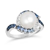 Thumbnail Image 1 of Le Vian® Vanilla Pearl™ and Blue and White Sapphire Denim Ombré® Bypass Frame Ring in 14K Vanilla Gold®