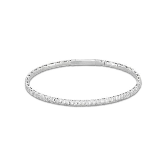 0.70 CT. T.W. Diamond Flexible Bangle in 10K White Gold - 6.75"