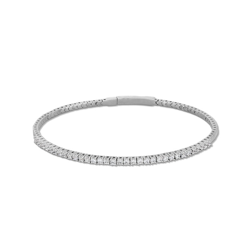 1.00 CT. T.W. Diamond Flexible Bangle in 10K White Gold - 7.25"