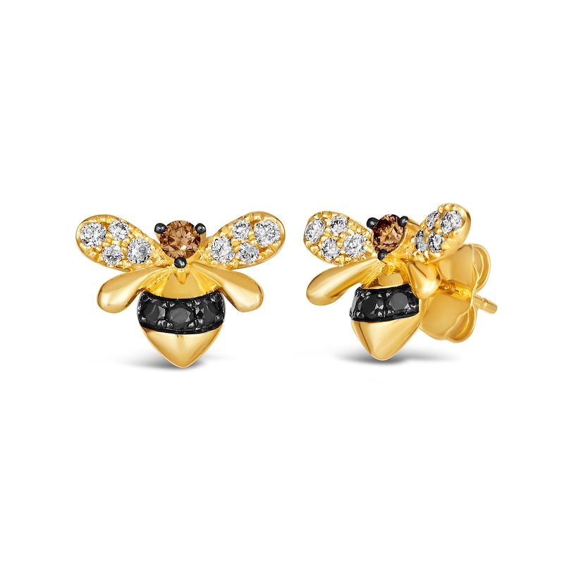 Main Image 1 of Le Vian® 0.43 CT. T.W. Tri-Colour Diamond Bee Stud Earrings in 14K Honey Gold™