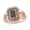 Thumbnail Image 1 of Le Vian® 1.01 CT. T.W. Emerald-Shaped Tri-Colour Multi-Diamond Double Frame Ring in 14K Strawberry Gold®