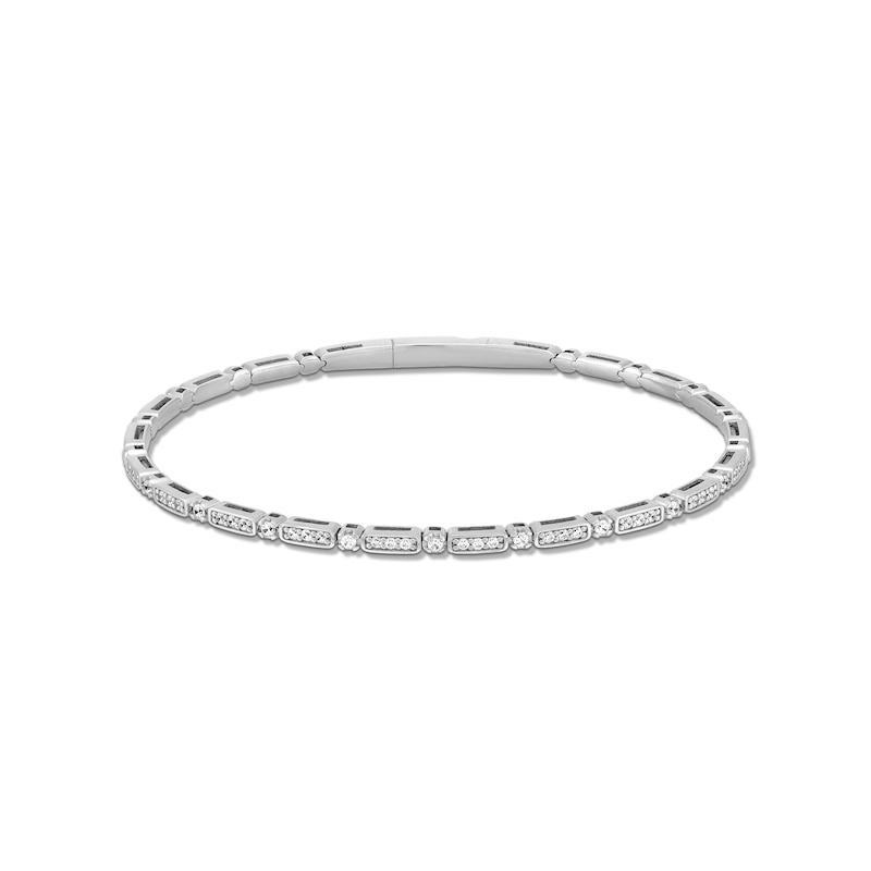 Main Image 1 of 0.30 CT. T.W. Diamond Alternating Flexible Bangle in 10K White Gold - 6.75”