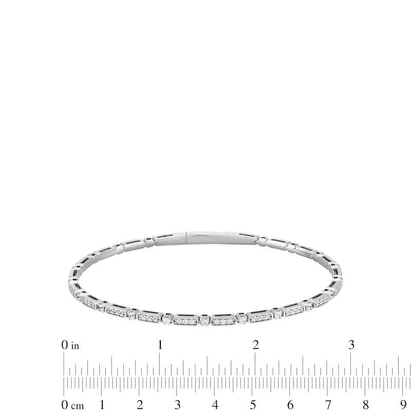 Main Image 3 of 0.30 CT. T.W. Diamond Alternating Flexible Bangle in 10K White Gold - 6.75”