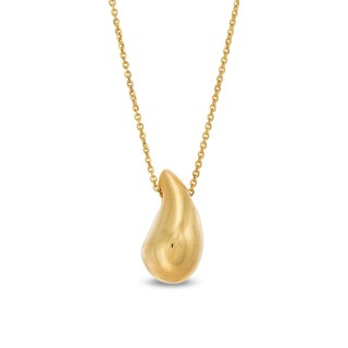 Teardrop Pendant in Sculpted Hollow 14K Gold - 17”