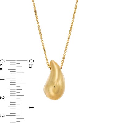 Teardrop Pendant in Sculpted Hollow 14K Gold - 17”