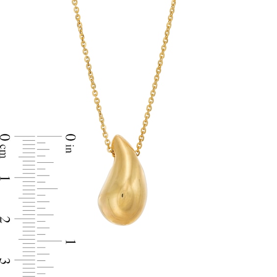 Teardrop Pendant in Sculpted Hollow 14K Gold - 17”