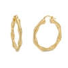 38.0mm Bamboo-Pattern Hoop Earrings in Sculpted Hollow 14K Gold