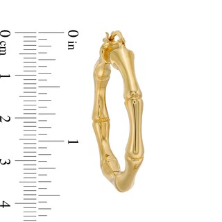 38.0mm Bamboo-Pattern Hoop Earrings in Sculpted Hollow 14K Gold