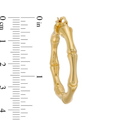 38.0mm Bamboo-Pattern Hoop Earrings in Sculpted Hollow 14K Gold