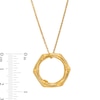 Bamboo Hexagon Pendant in Sculpted Hollow 14K Gold - 17”