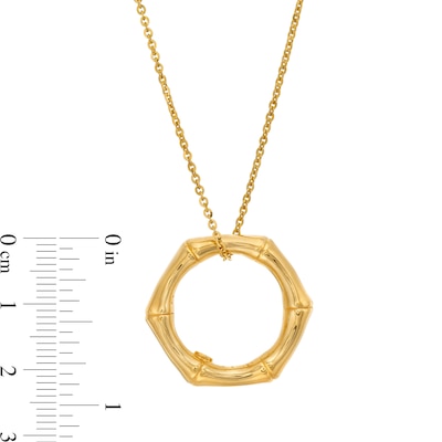 Bamboo Hexagon Pendant in Sculpted Hollow 14K Gold - 17”