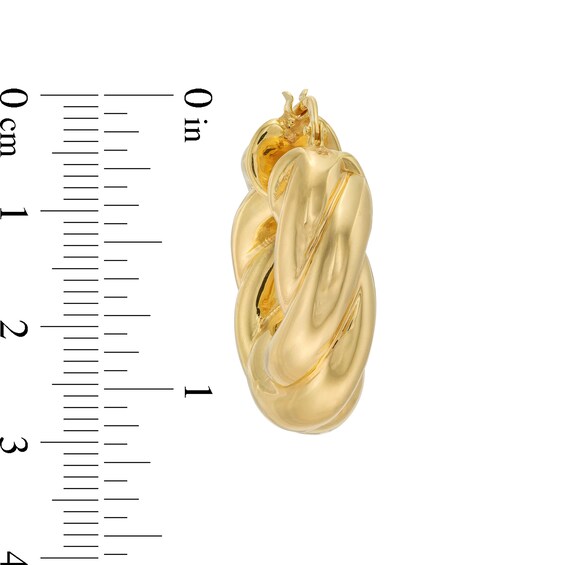 20.4mm Diamond-Cut Twist Hoop Earrings in Sculpted Hollow 14K Gold
