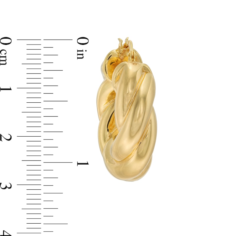 Main Image 2 of 20.4mm Diamond-Cut Twist Hoop Earrings in Sculpted Hollow 14K Gold