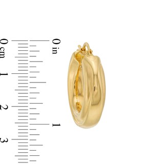 14.0mm Round Twist Hoop Earrings in Sculpted Hollow 14K Gold