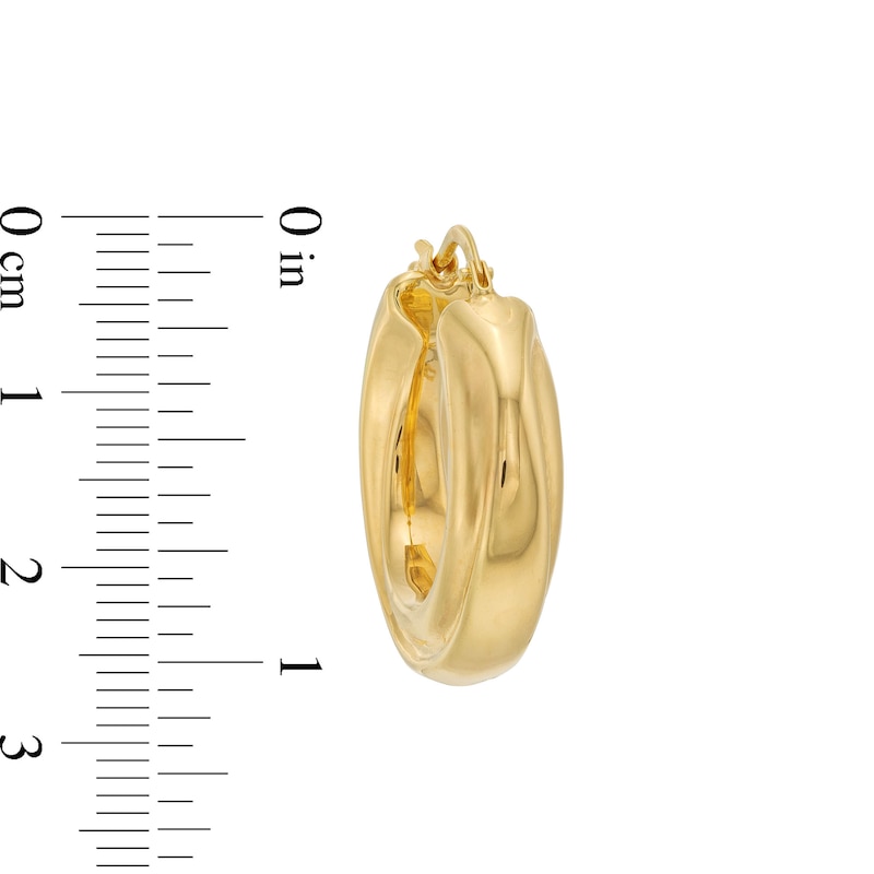 Main Image 2 of 14.0mm Round Twist Hoop Earrings in Sculpted Hollow 14K Gold